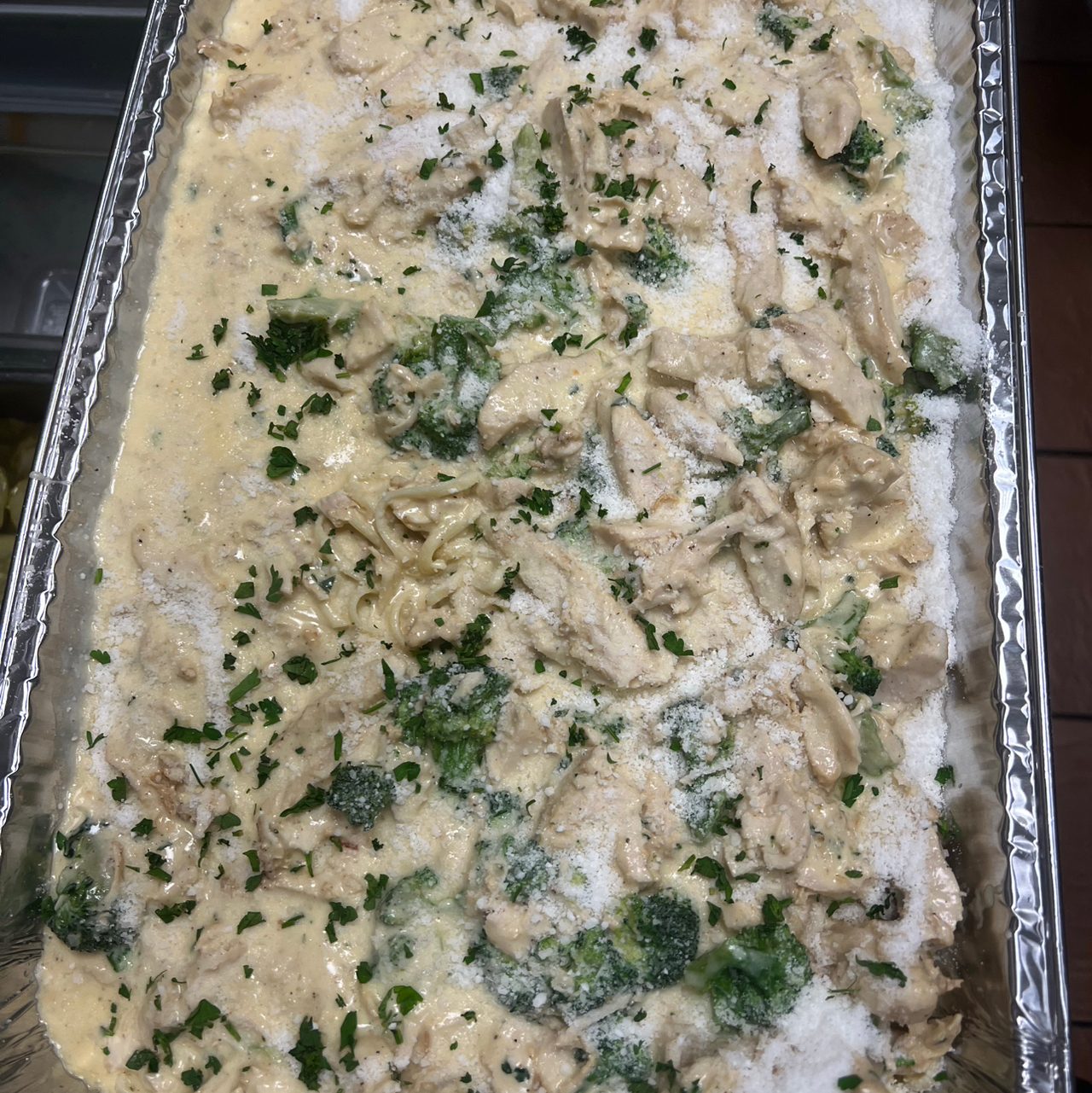 Pasta with Chicken Alfredo.