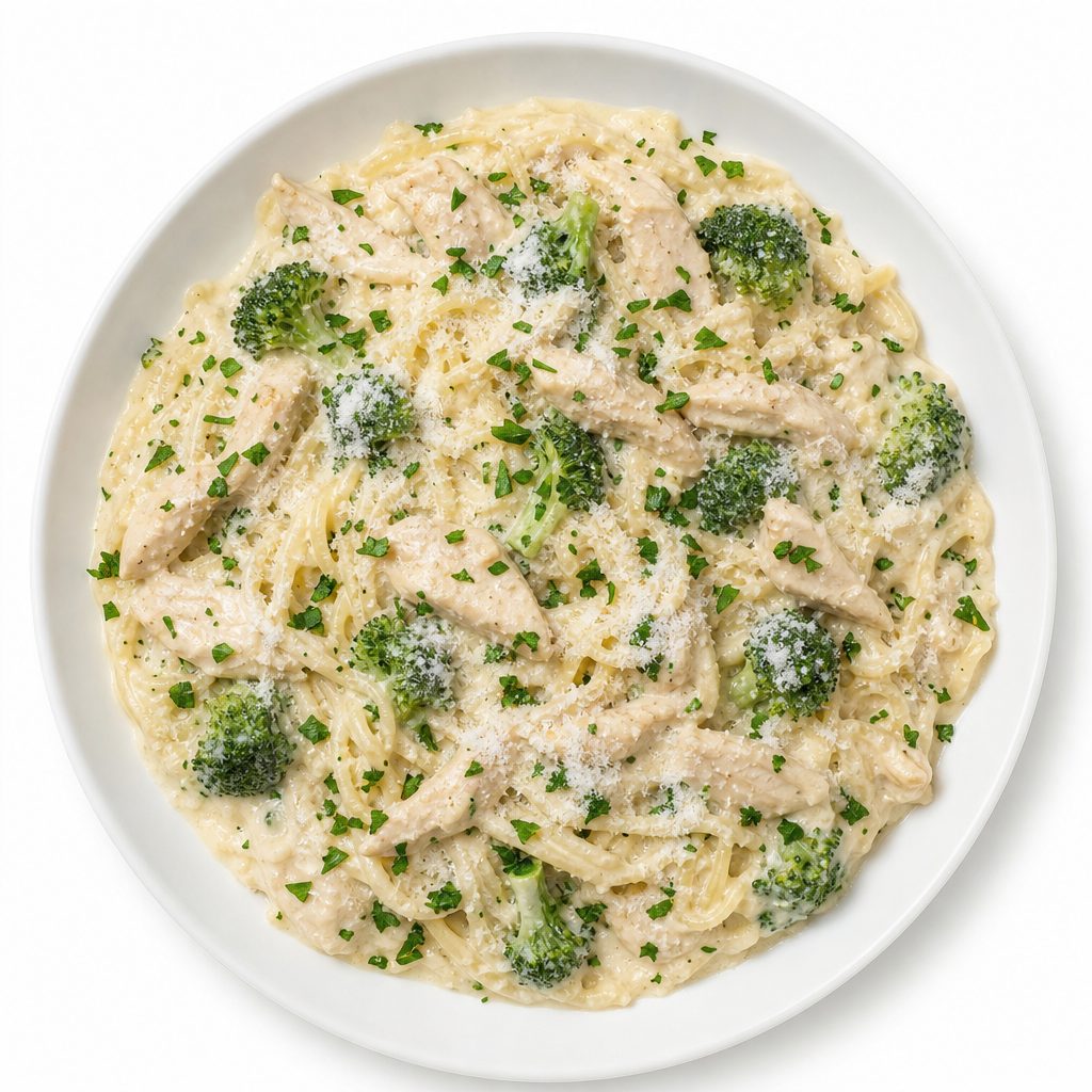 Pasta with Chicken Alfredo.