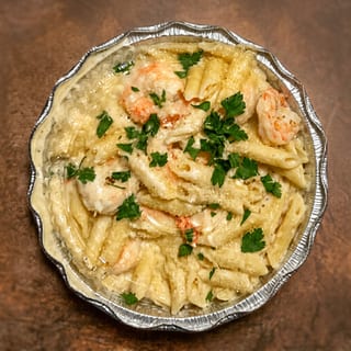Shrimp Alfredo Over Pasta