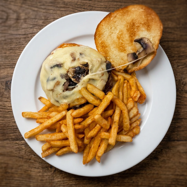 Swiss Mushroom Burger.