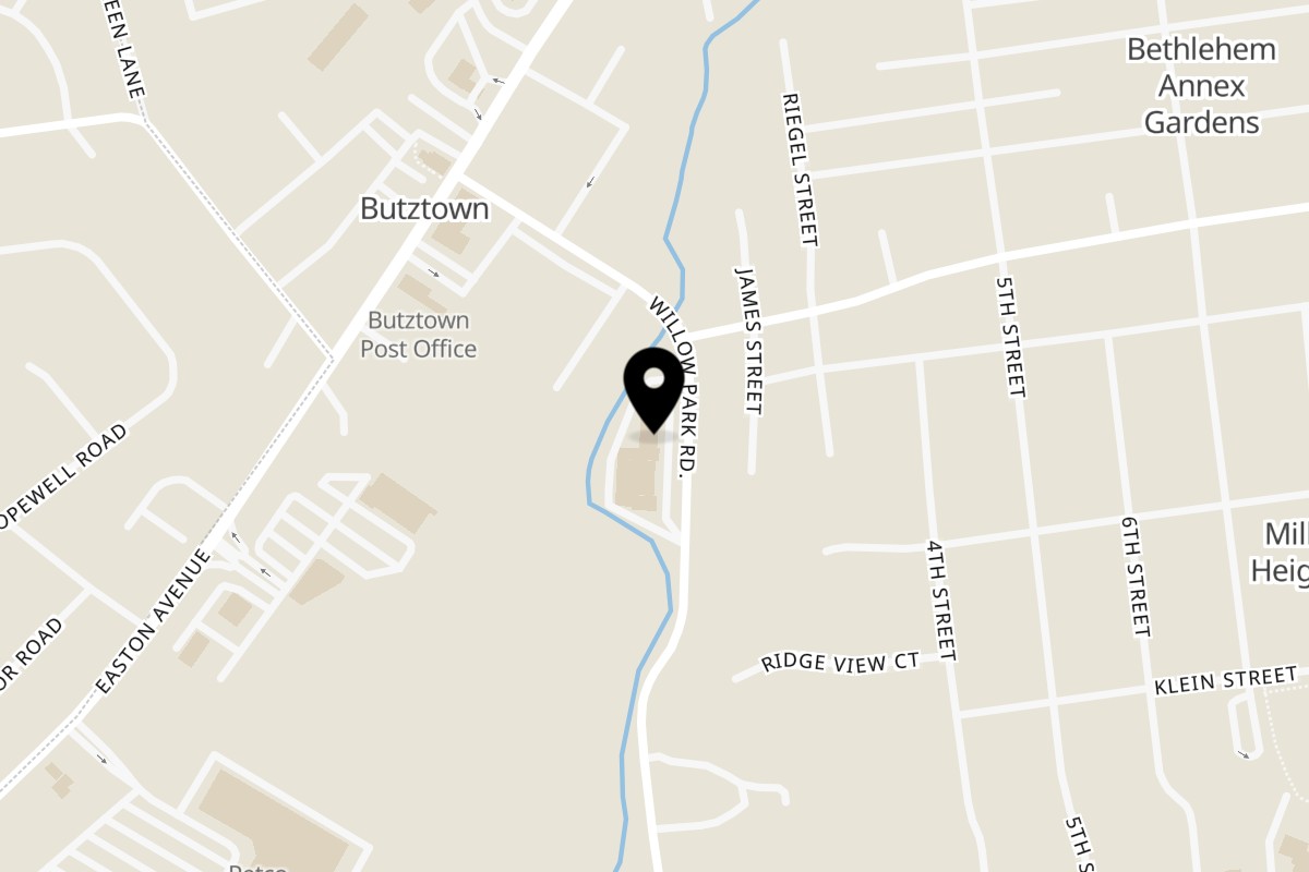 Map showing the location of Bella Pizza on 2509 Willow Park Rd in Bethlehem